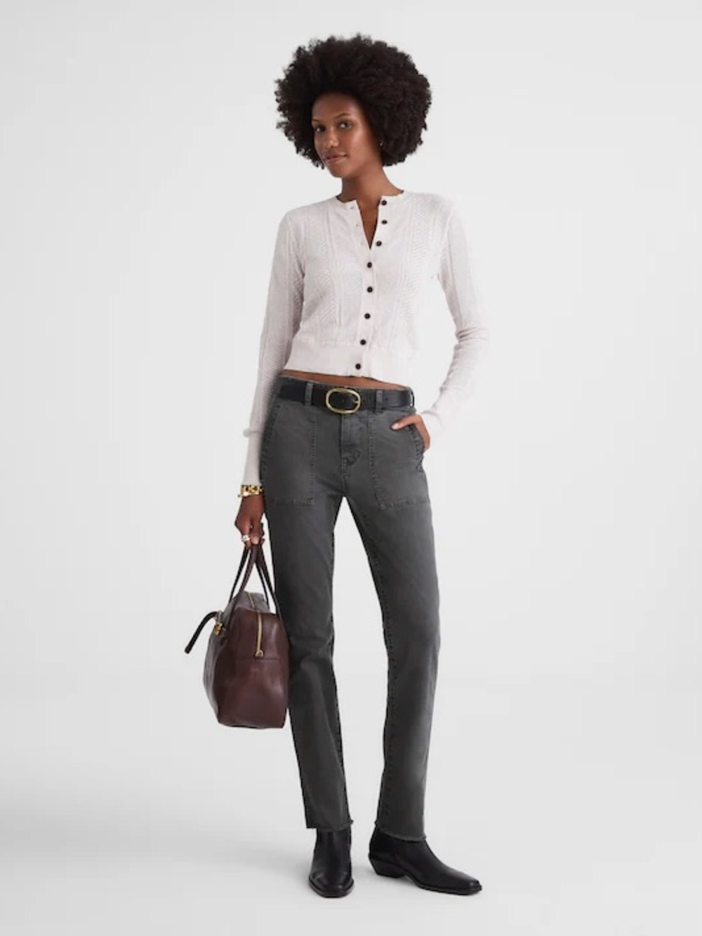 Madewell The Slim Straight Utility Pant in Dark Pavement Size 24 $138 NS280